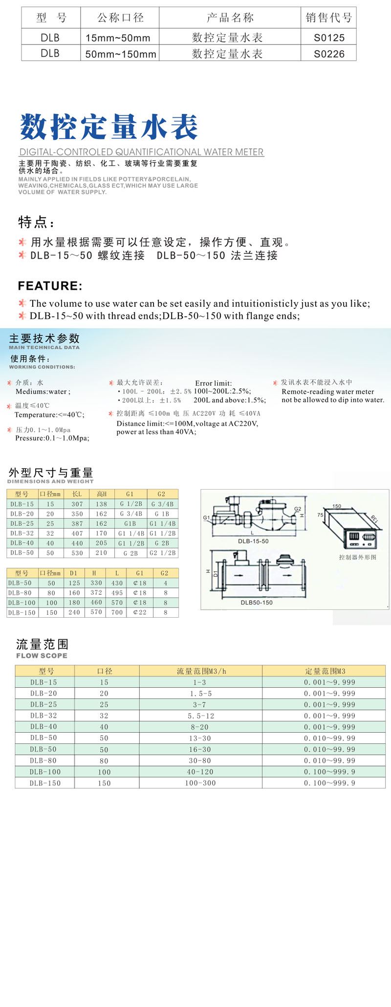 數控定量水表