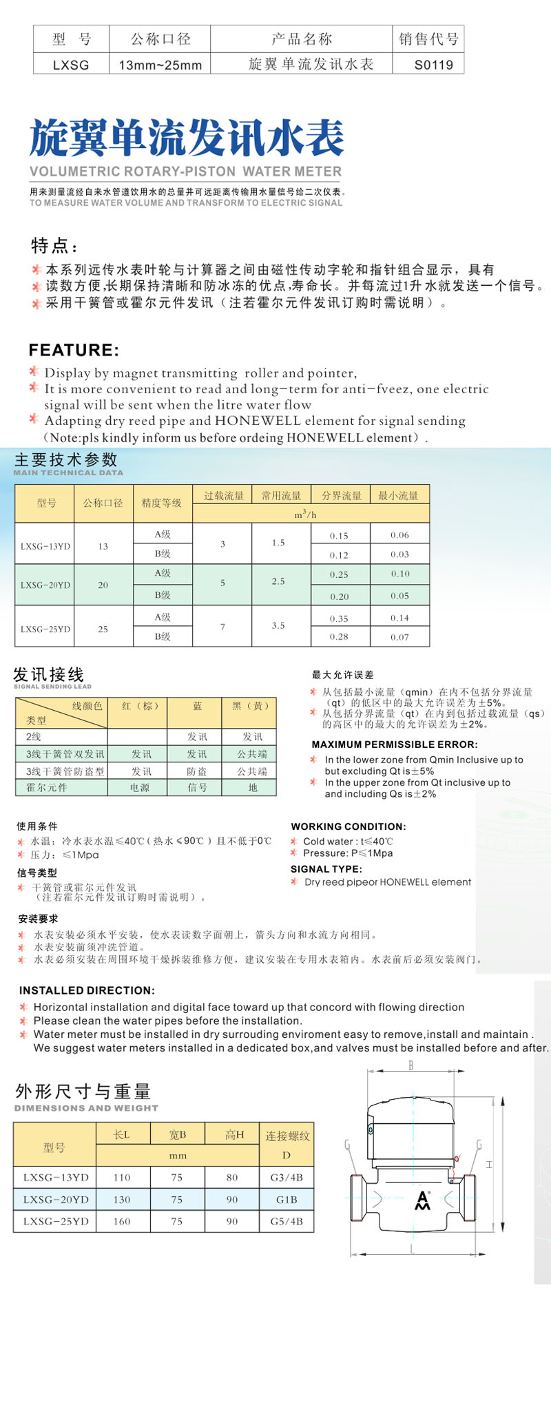 旋翼單流發訊水表222